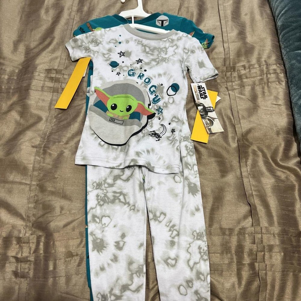 Toddler Boys' 4pc Star Wars Baby Yoda  Pajama 2 Sets long legs short sleeve (P)